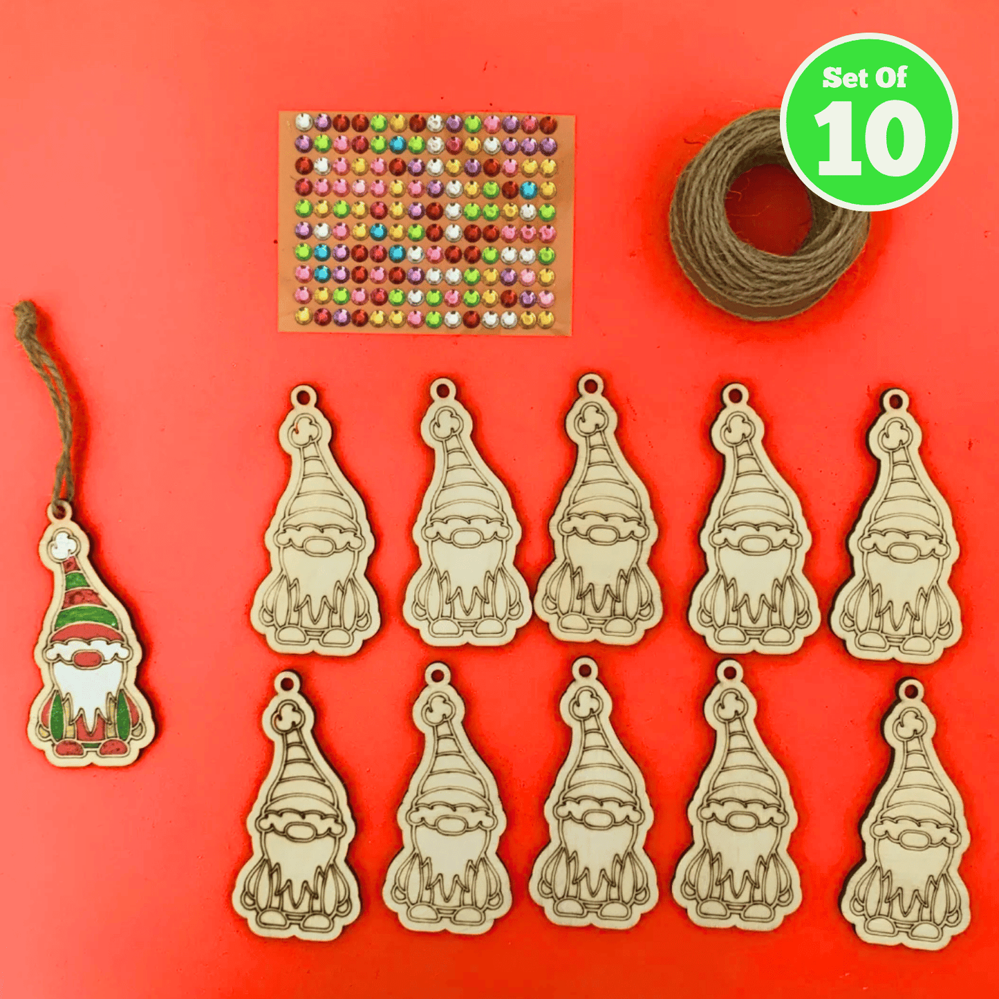 Set of 10 - Gnome Christmas Decoration