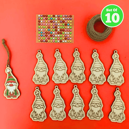 Set of 10 - Gnome Christmas Decoration