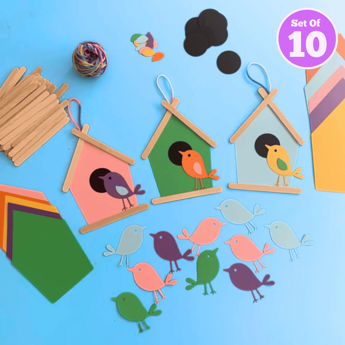 Set of 10 - Card Birdhouses