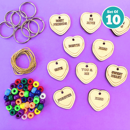 Set of 10 Valentine Heart Bag Charms