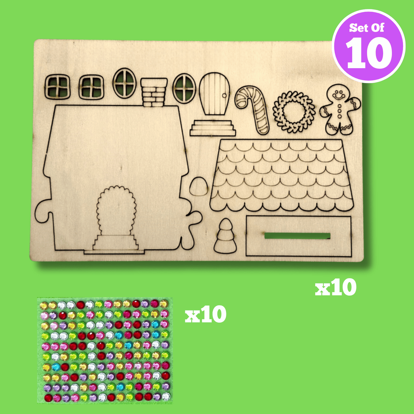 Set of 10 - Gingerbread House