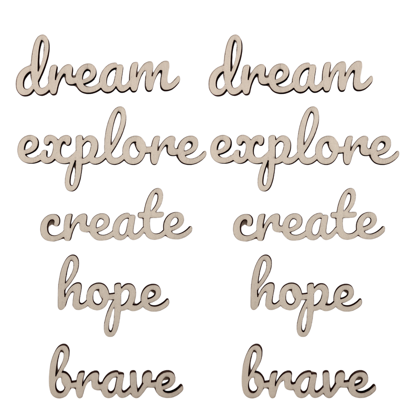 13cm Inspirational Words Wood Set of 10
