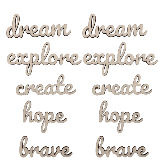 8cm Inspirational Words Wood Set of 10 (Copy)