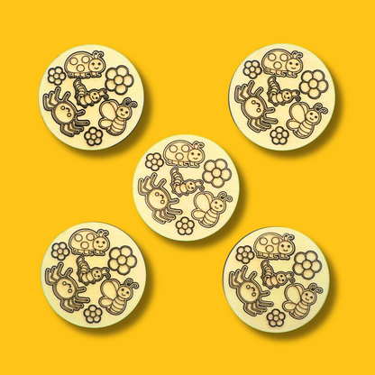 Mini Bug and Flower Wood Shapes 25pcs