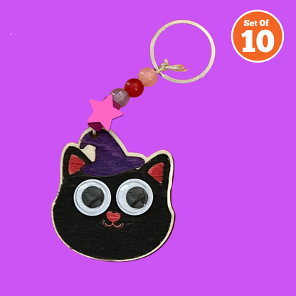 Set of 10 - Halloween Cat Bag Charm