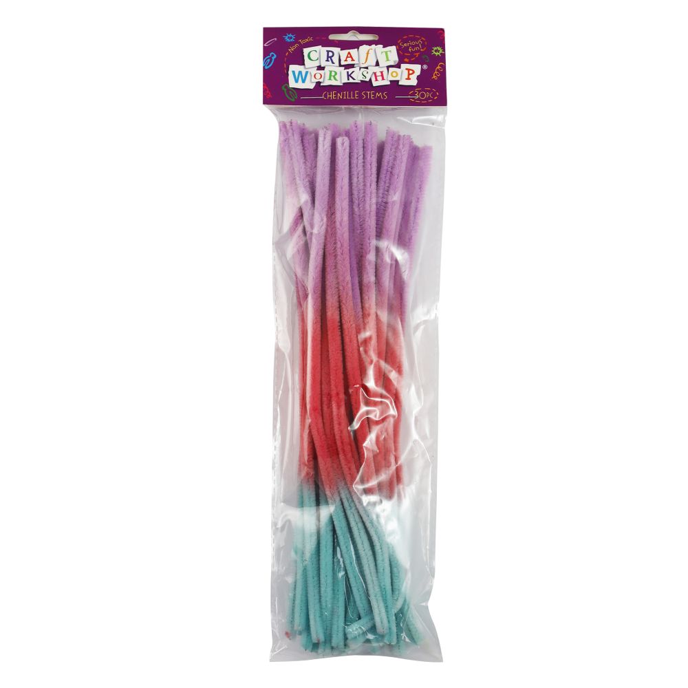Craft Chenille Stems - Three-tone Colours Purple Pink and Teal