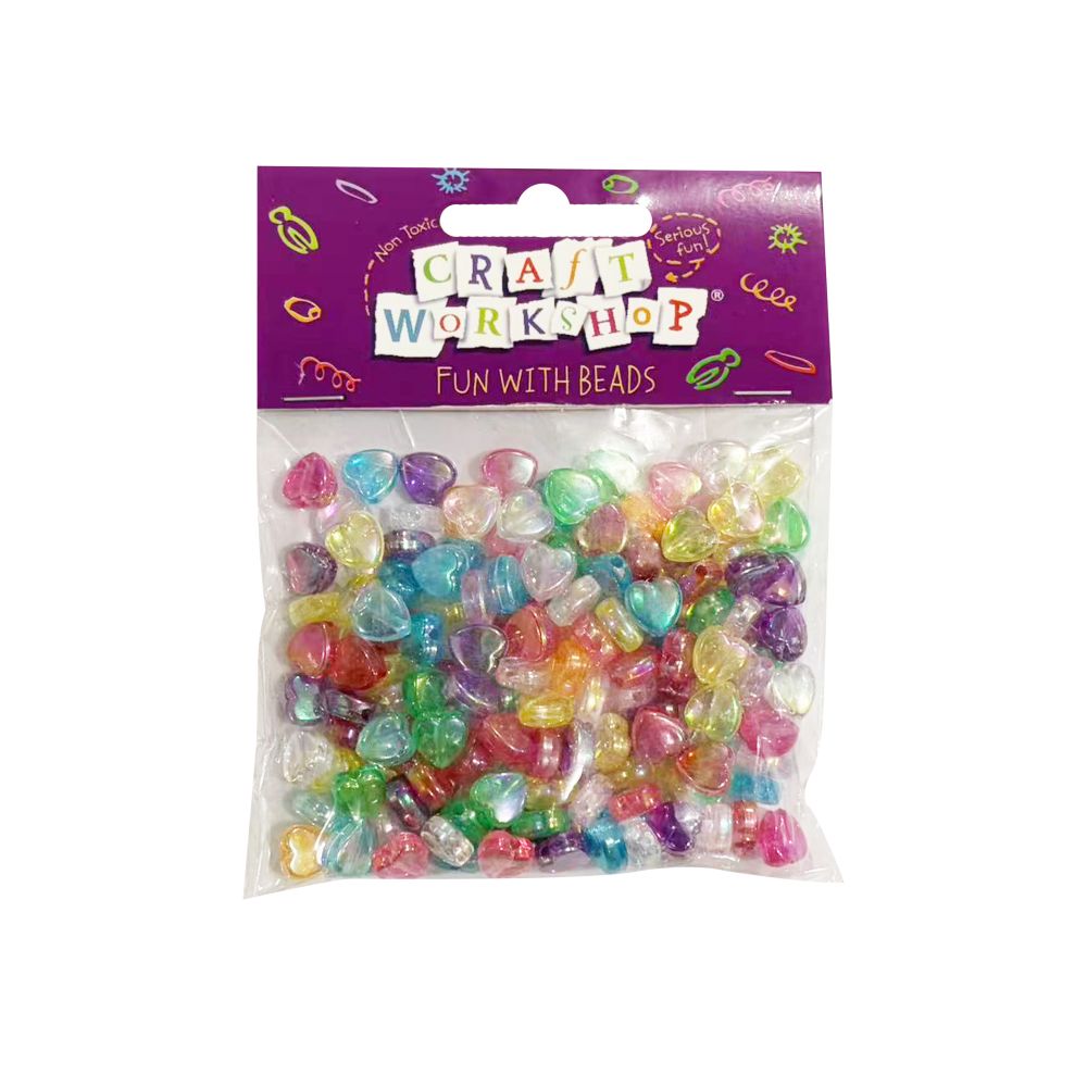 Craft Beads Iridescent Hearts 8mm 30g