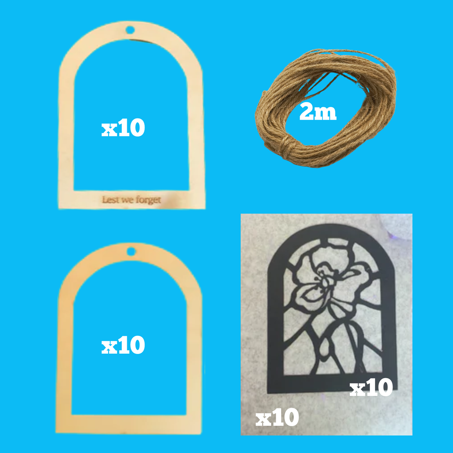 Set of 10 - ANZAC Poppy Frame