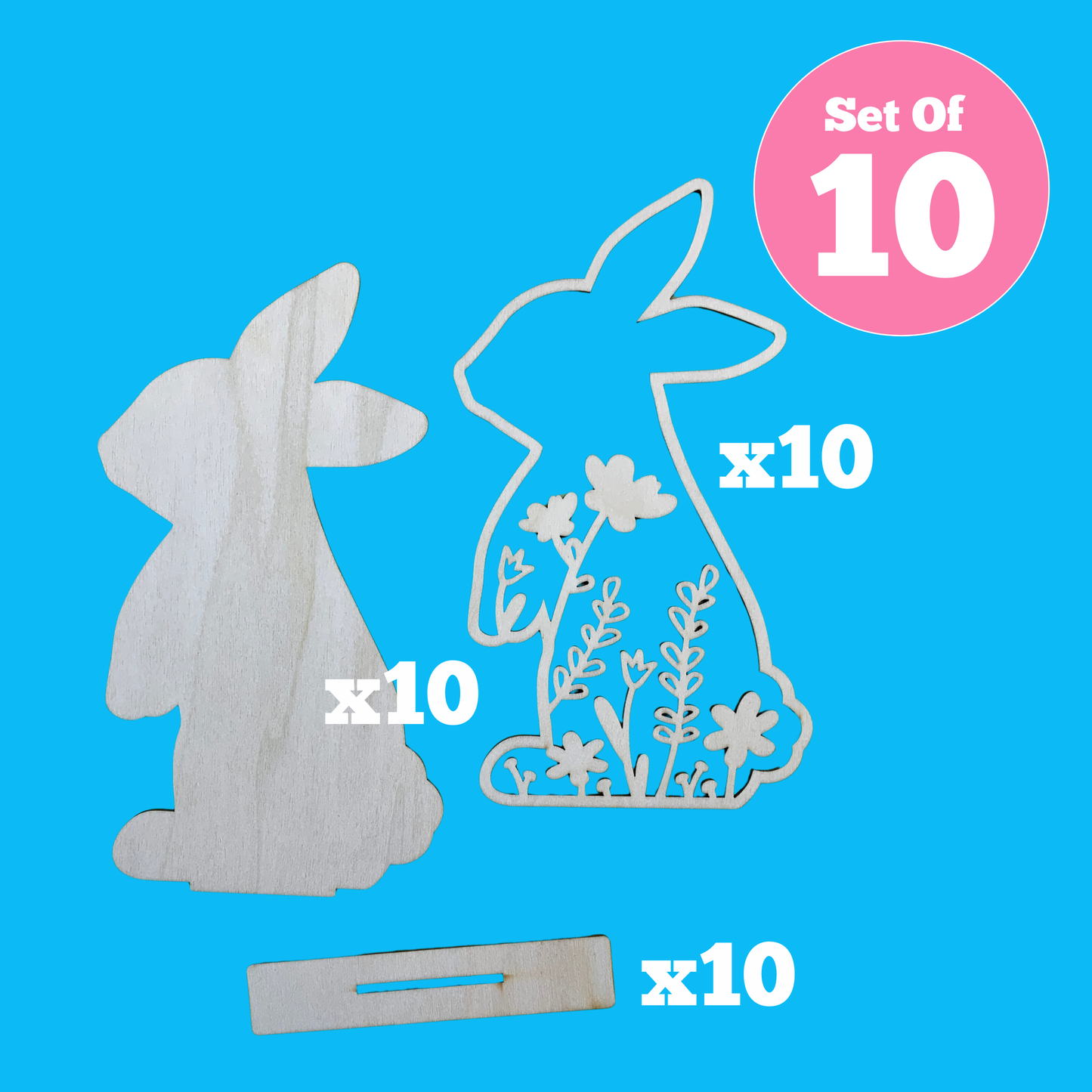Set of 10 - Silhouette Bunny