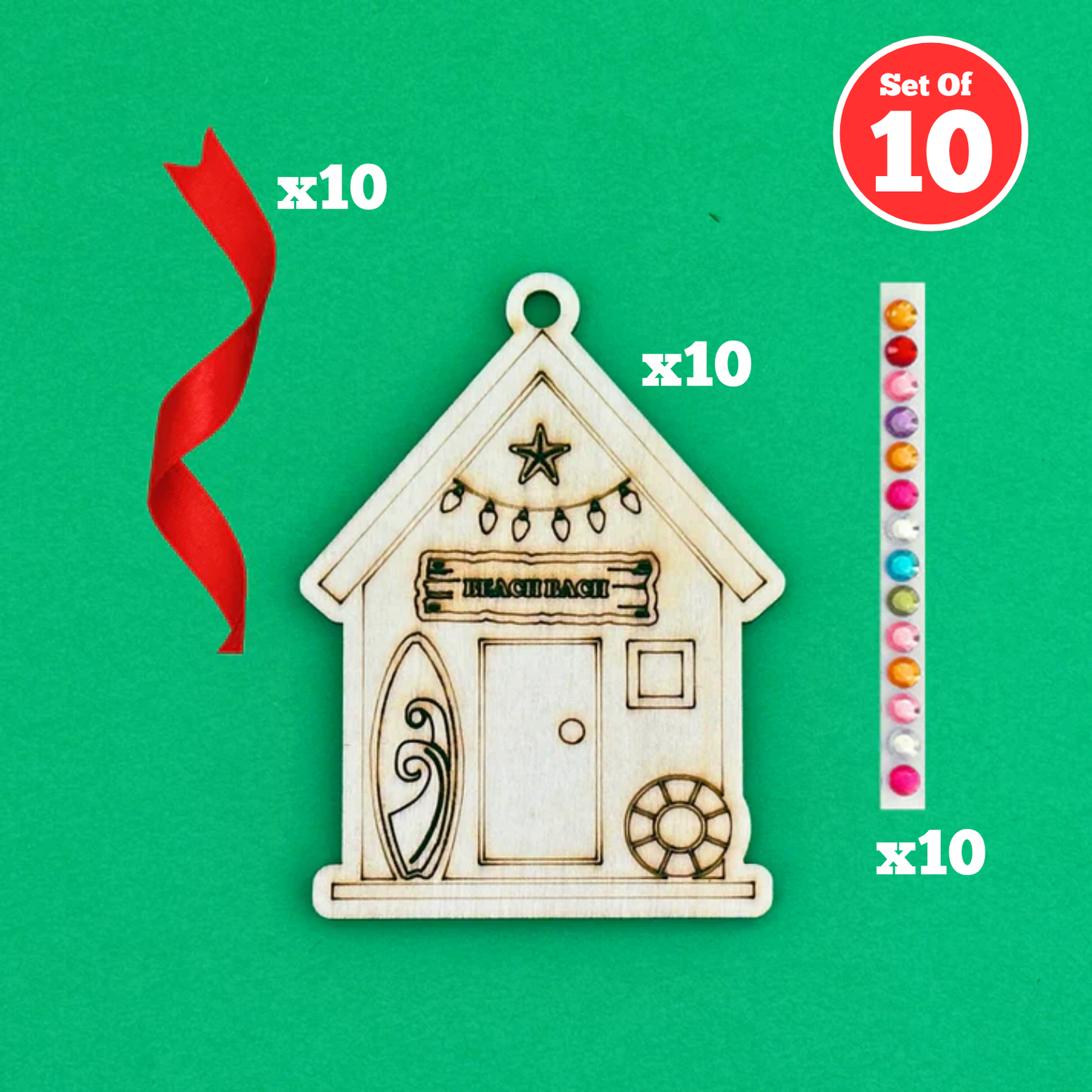 Set of 10 - Beach Hut Decoration
