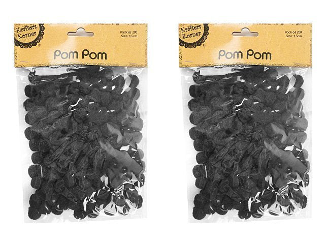 Pom Pom 1.5cm Black 200pcs