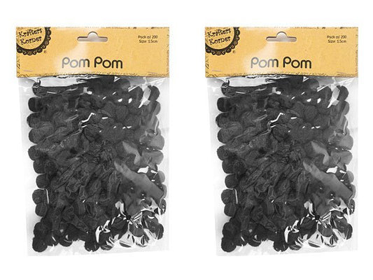 Pom Pom 1.5cm Black 200pcs