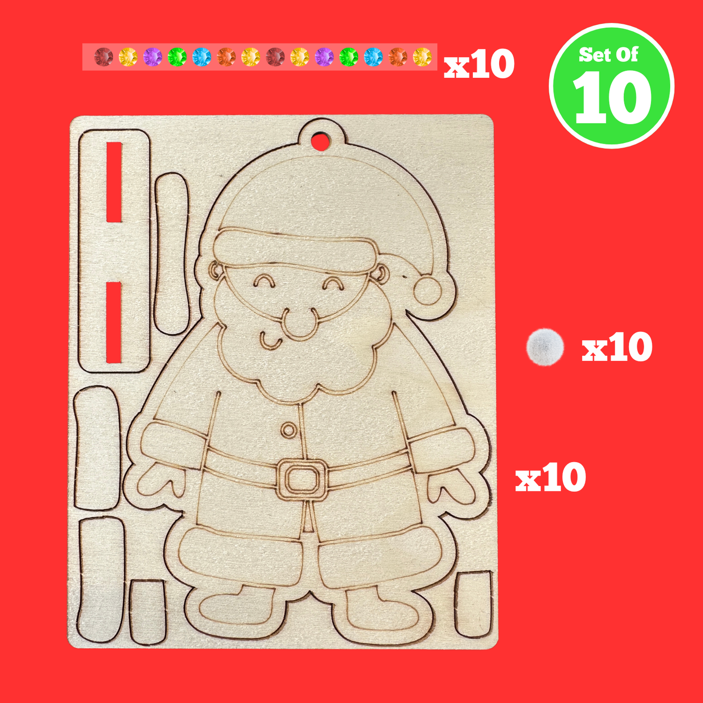 Set of 10 - Build A Santa