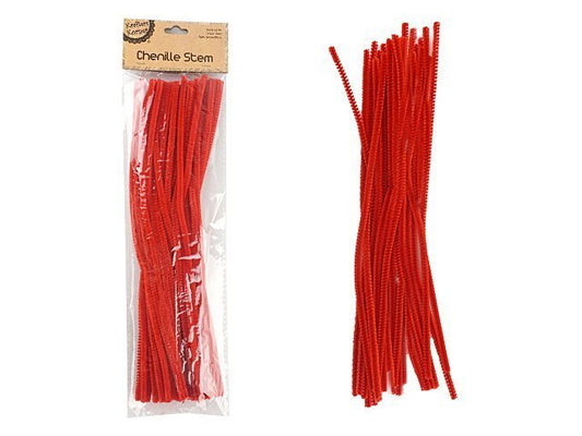 Chenille Sticks 50pc  Red