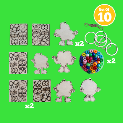Set of 10 - Cartoon Bag Charms
