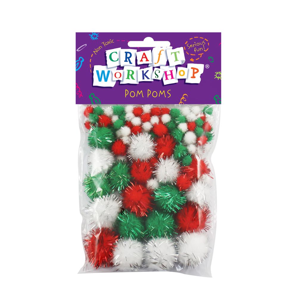 Christmas Pom Poms Glitter