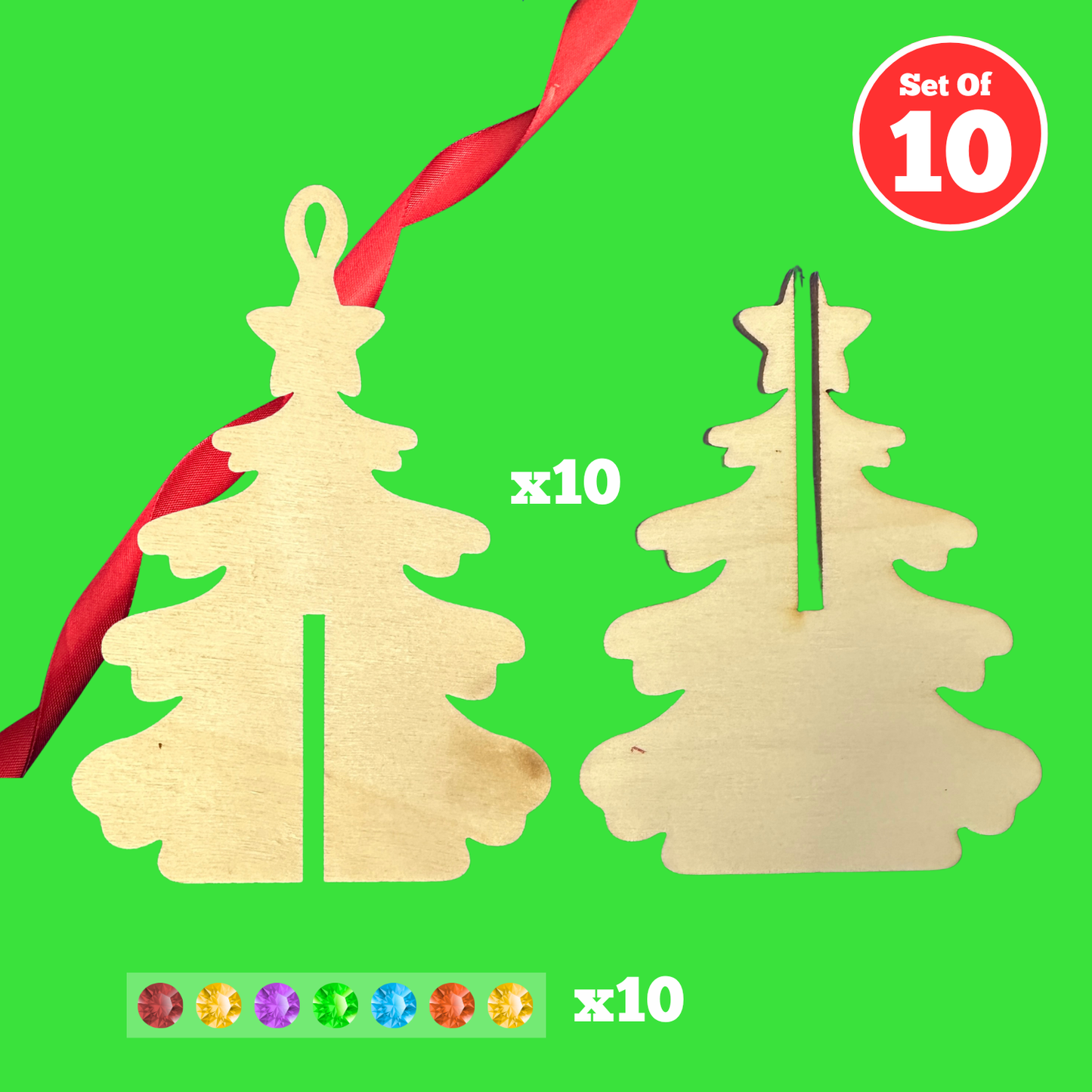 Set of 10 - 3D Christmas Tree (Small)