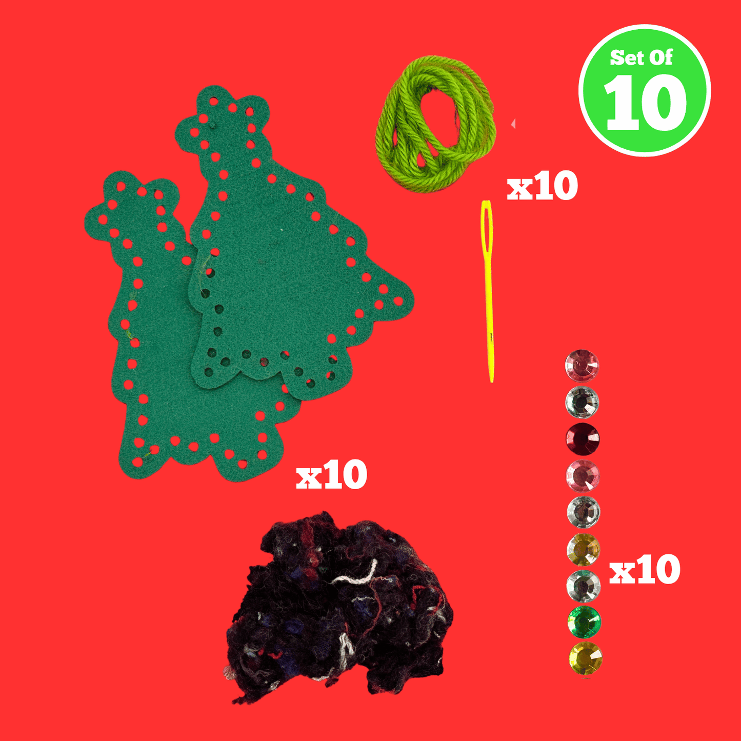 Set of 10 - Christmas Tree Plushie