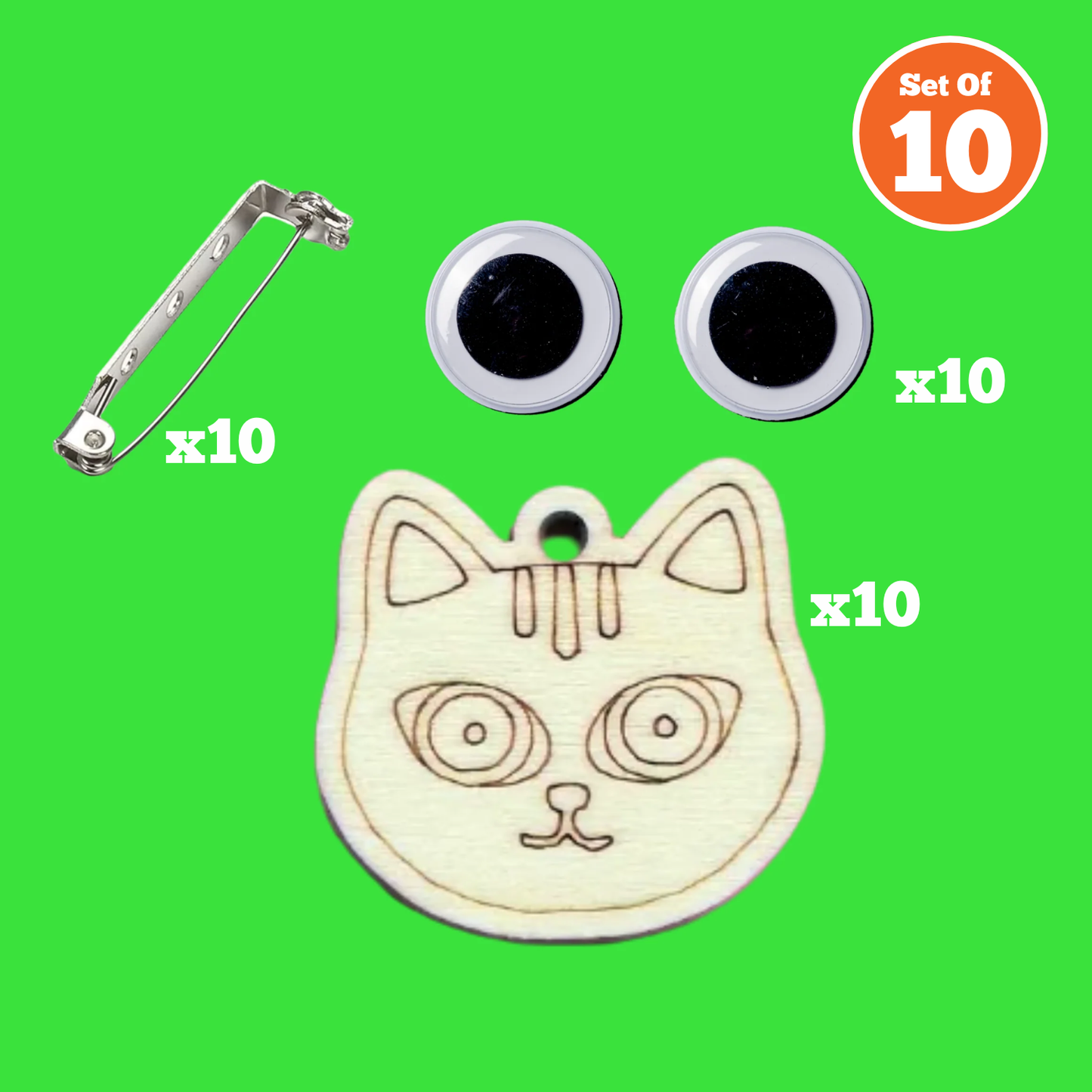 Set of 10 - Cat Badge