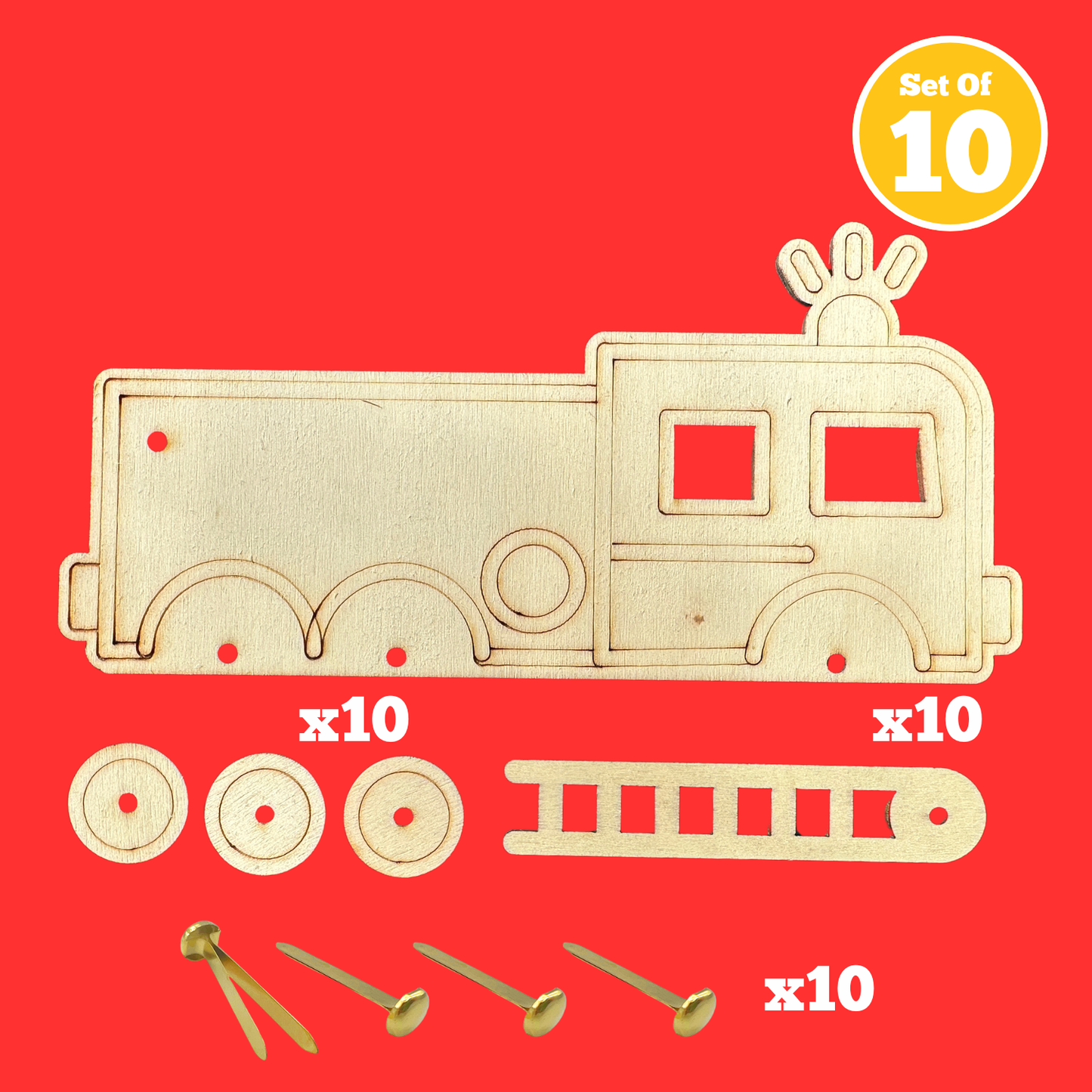 Set of 10 - Fire Truck
