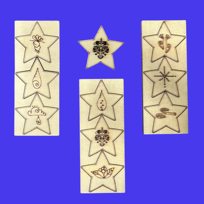 Small Matariki Wood Star Decorations - set of 10 stars