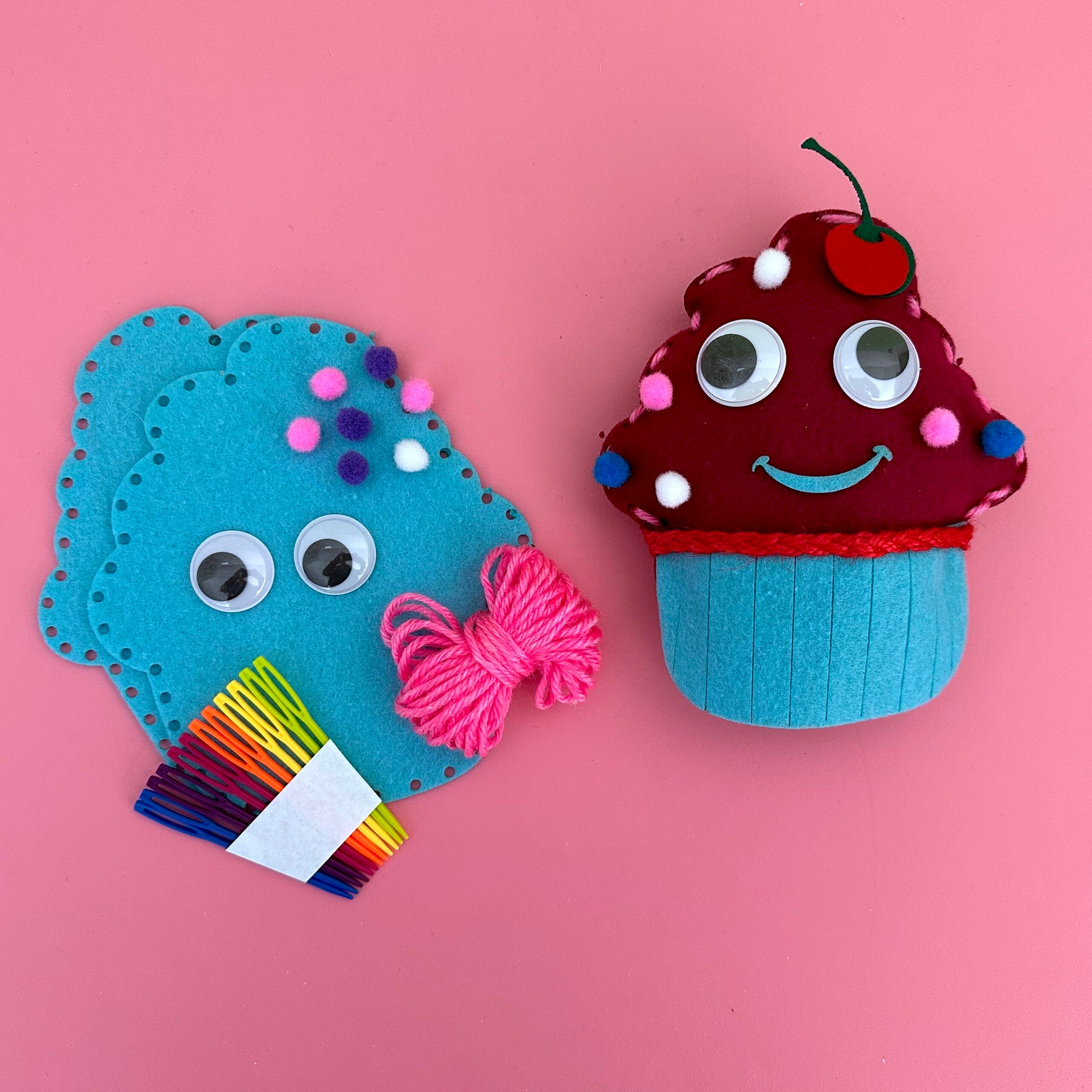 A felt cupcake toy