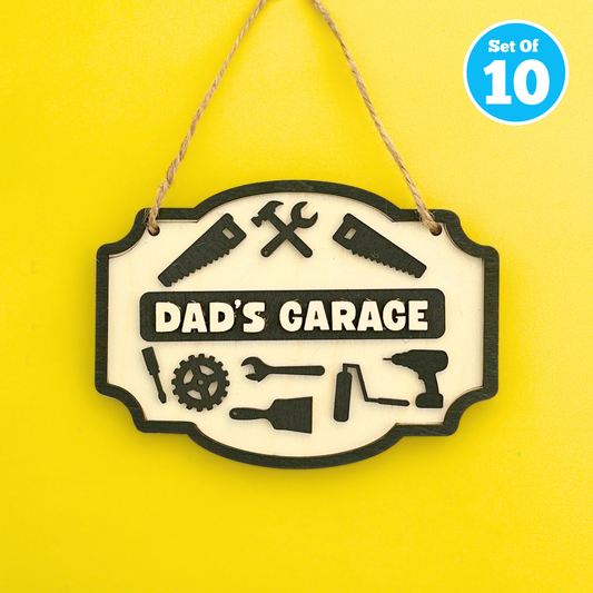 Set of 10 - Dad's Garage Sign