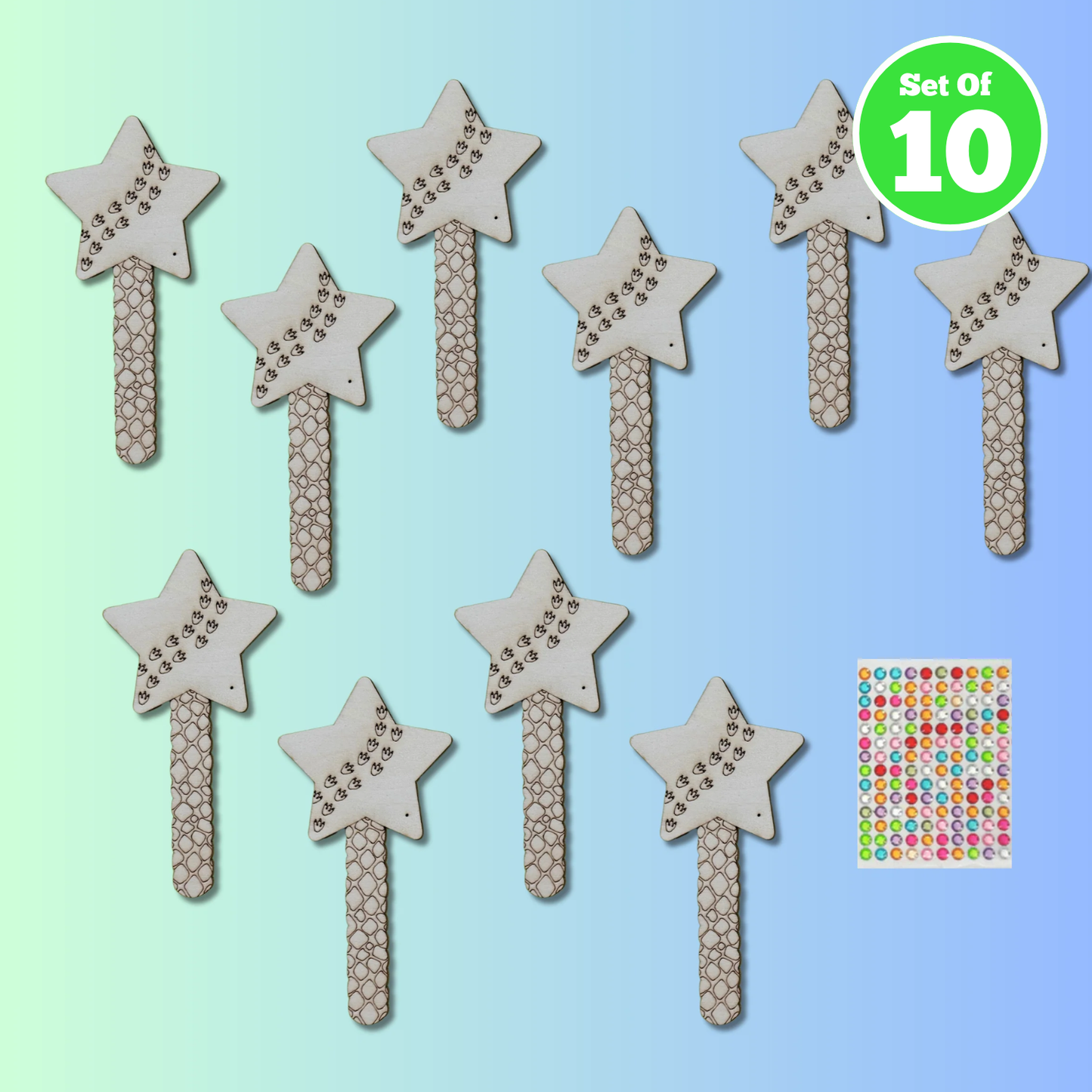 Set of 10 - Dino Star Wand