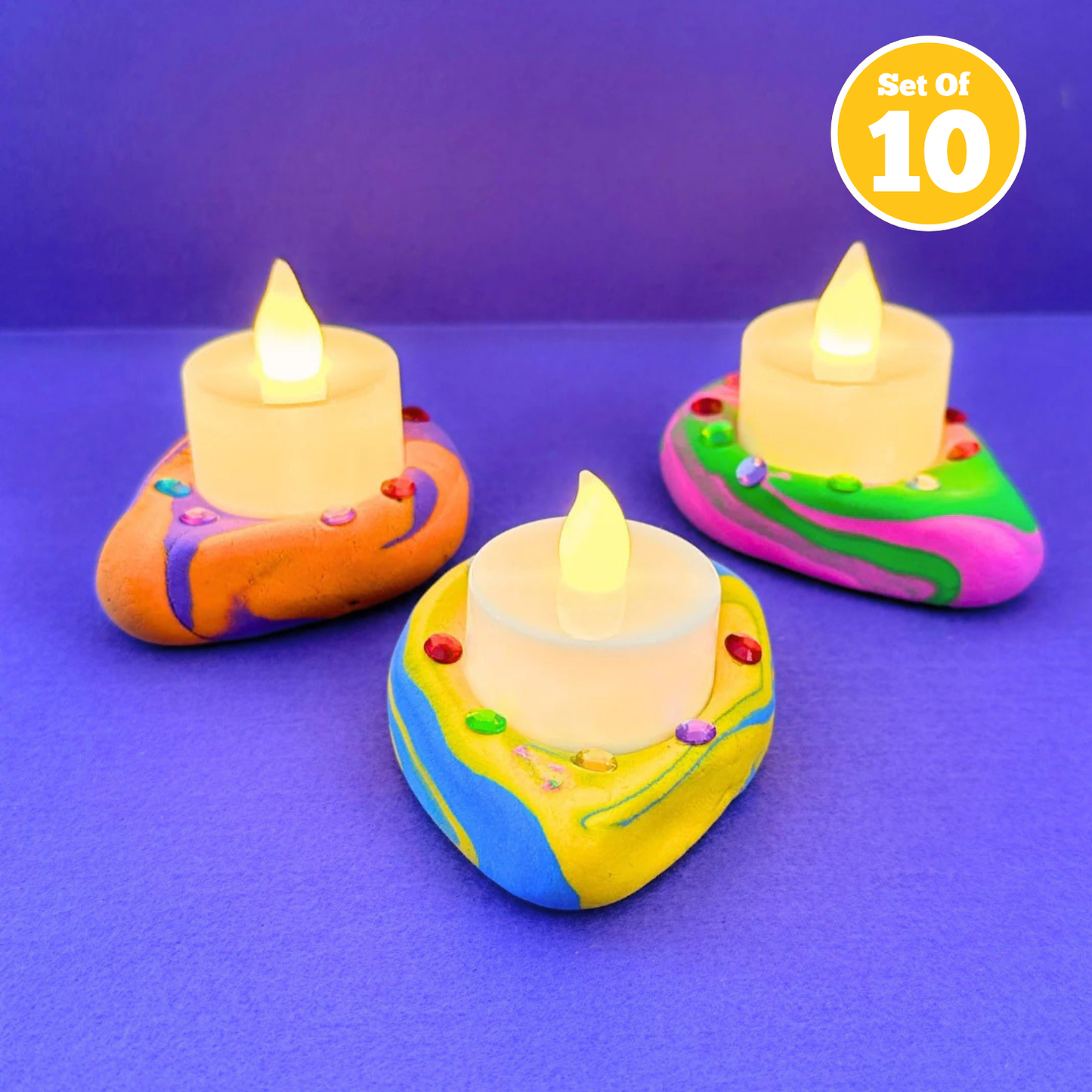 Set of 10 - Diya Air Dry Clay Tealight Holder Craft
