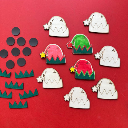 Set of 10 - Elf Hat Magnets