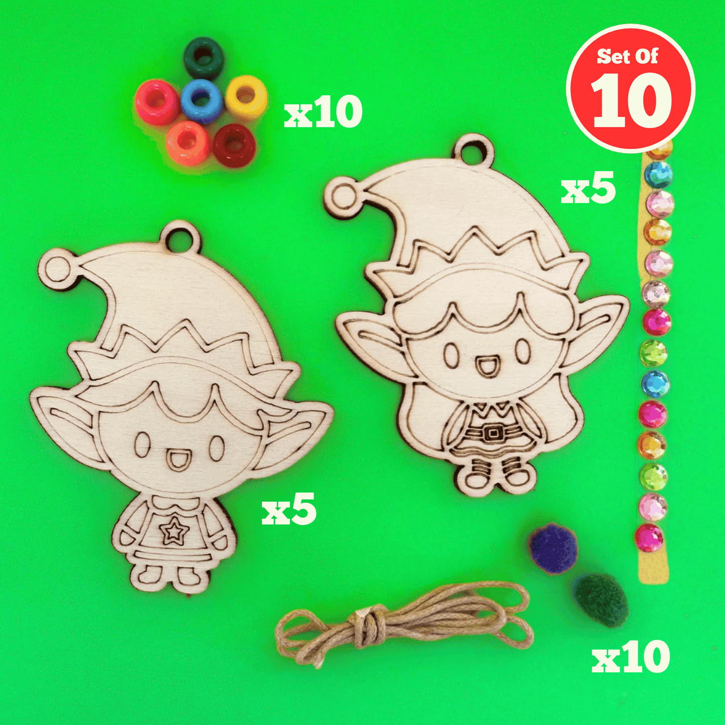 Set of 10 - Elf Charms