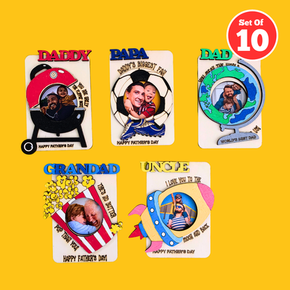 Set of 10 - Father's Day Magnetic Photo Frames - Pick N Mix