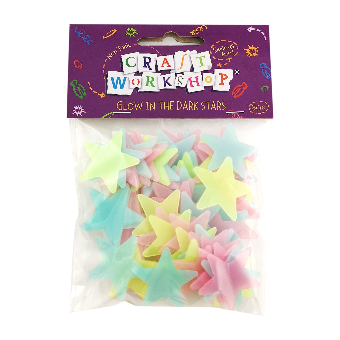 Glow In The Dark Stars w/Sticker 3cm 80pc