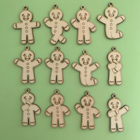 Set of 10 Gingerbread Men Decorations