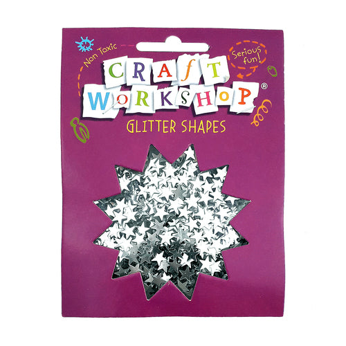 Glitter Silver Star Shapes for adding to crafts