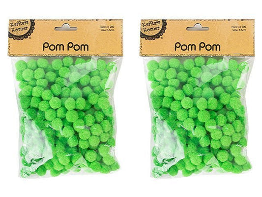 Pom Pom 1.5cm Green 200pcs