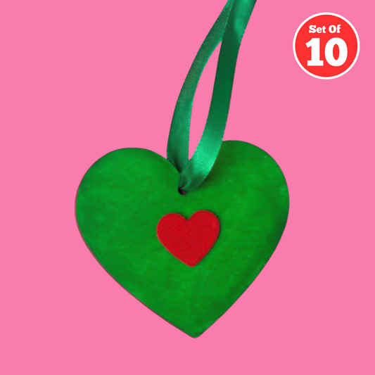 Set of 10 - Grinchy Christmas Heart