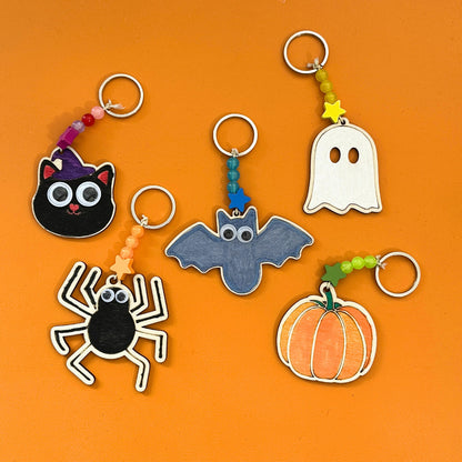 Set of 10 - Halloween Glow-in-the-dark Keyrings