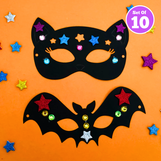 Set of 10 - Halloween Bat and Cat Mask