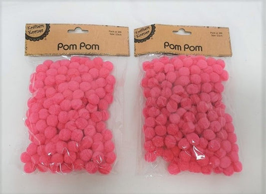 Pom Pom 1.5cm Pink 200pcs