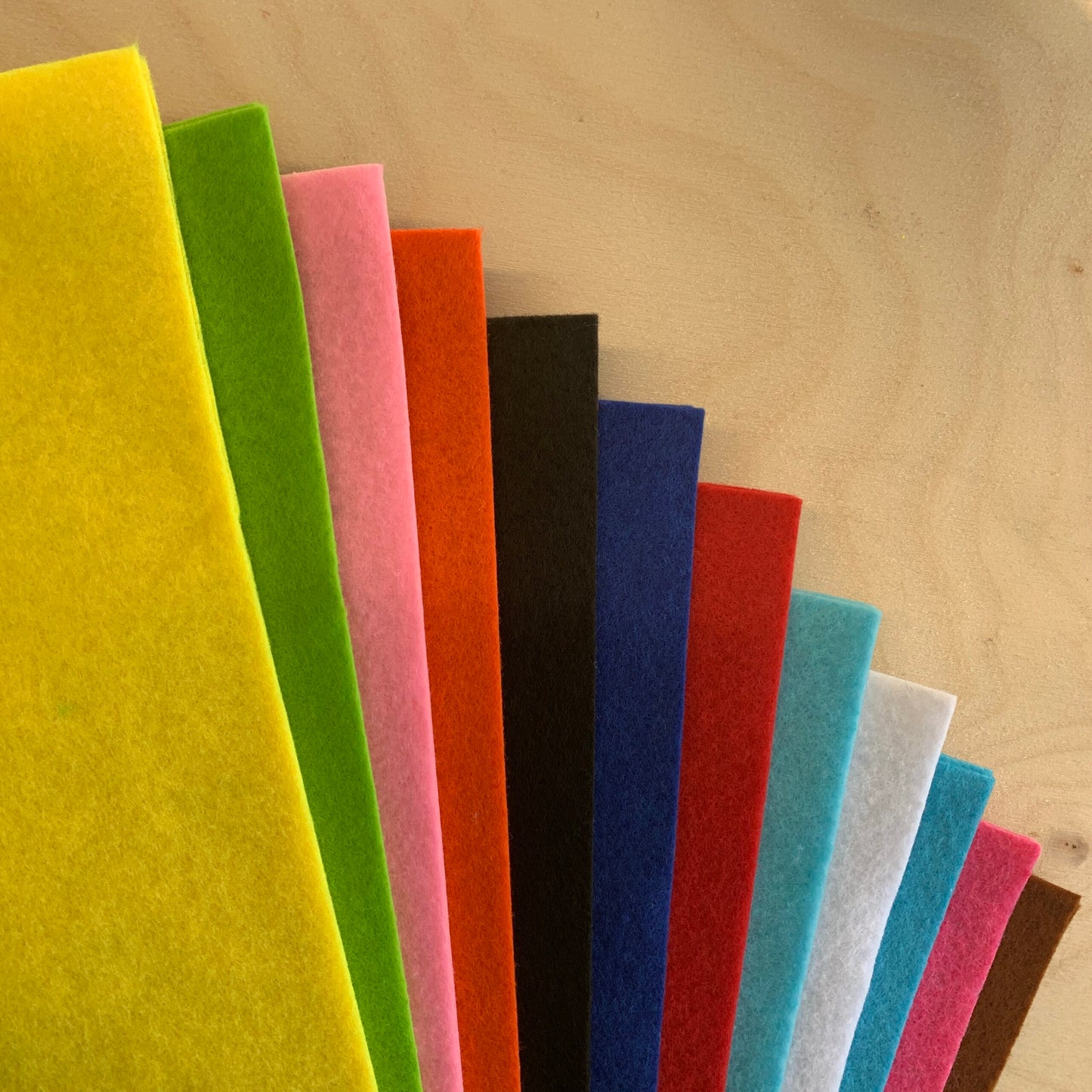 Felt sheet colour swatches