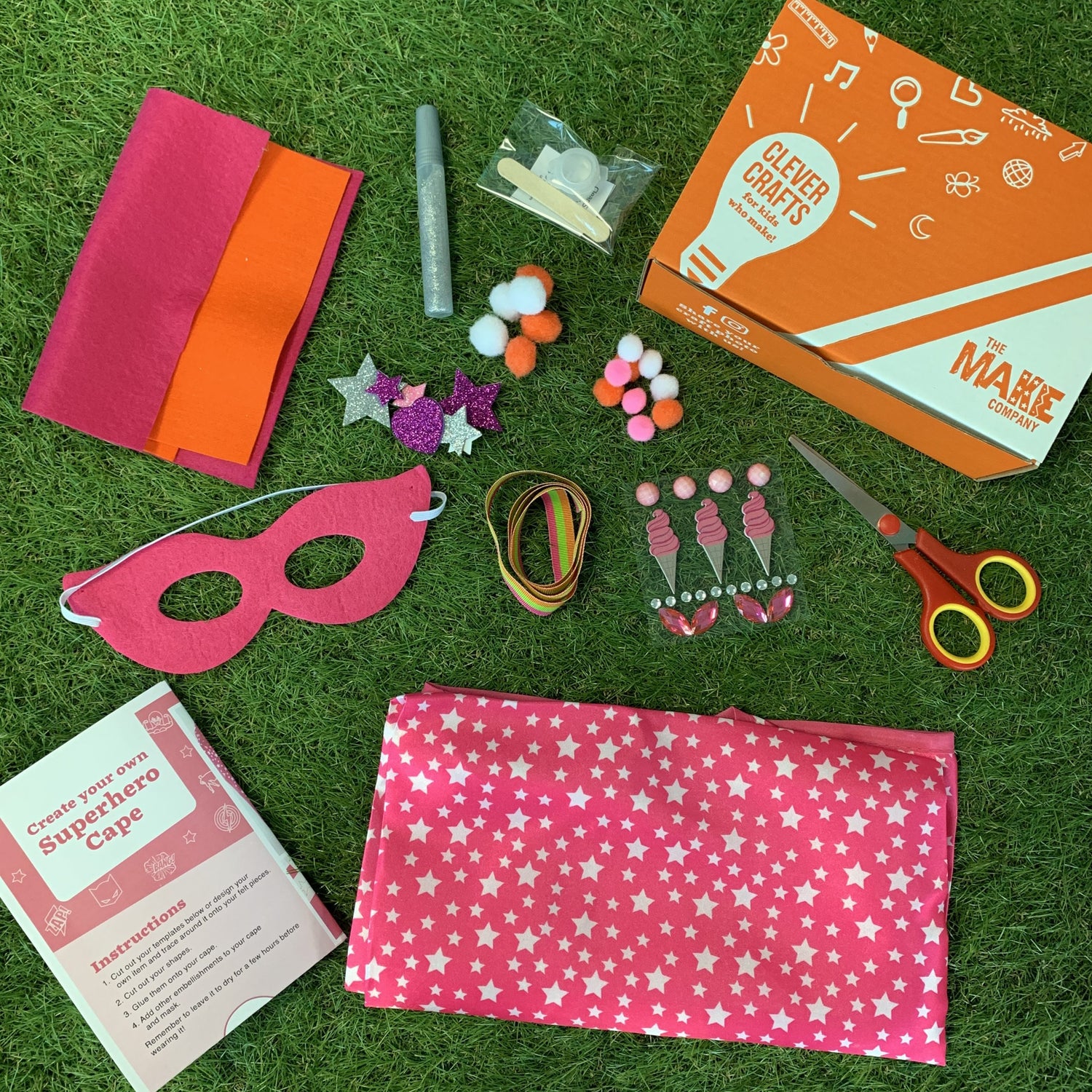 pink superhero diy cape and mask kit