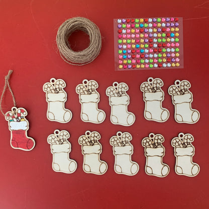 Set of 10 Santa Stocking Christmas Decoration