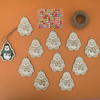 Set of 10 Christmas Penguin Decoration