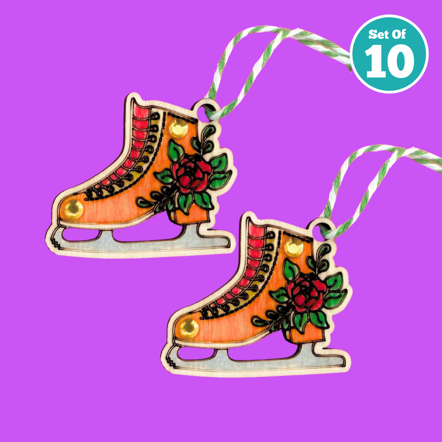 Set of 10 Ice Skates Charm