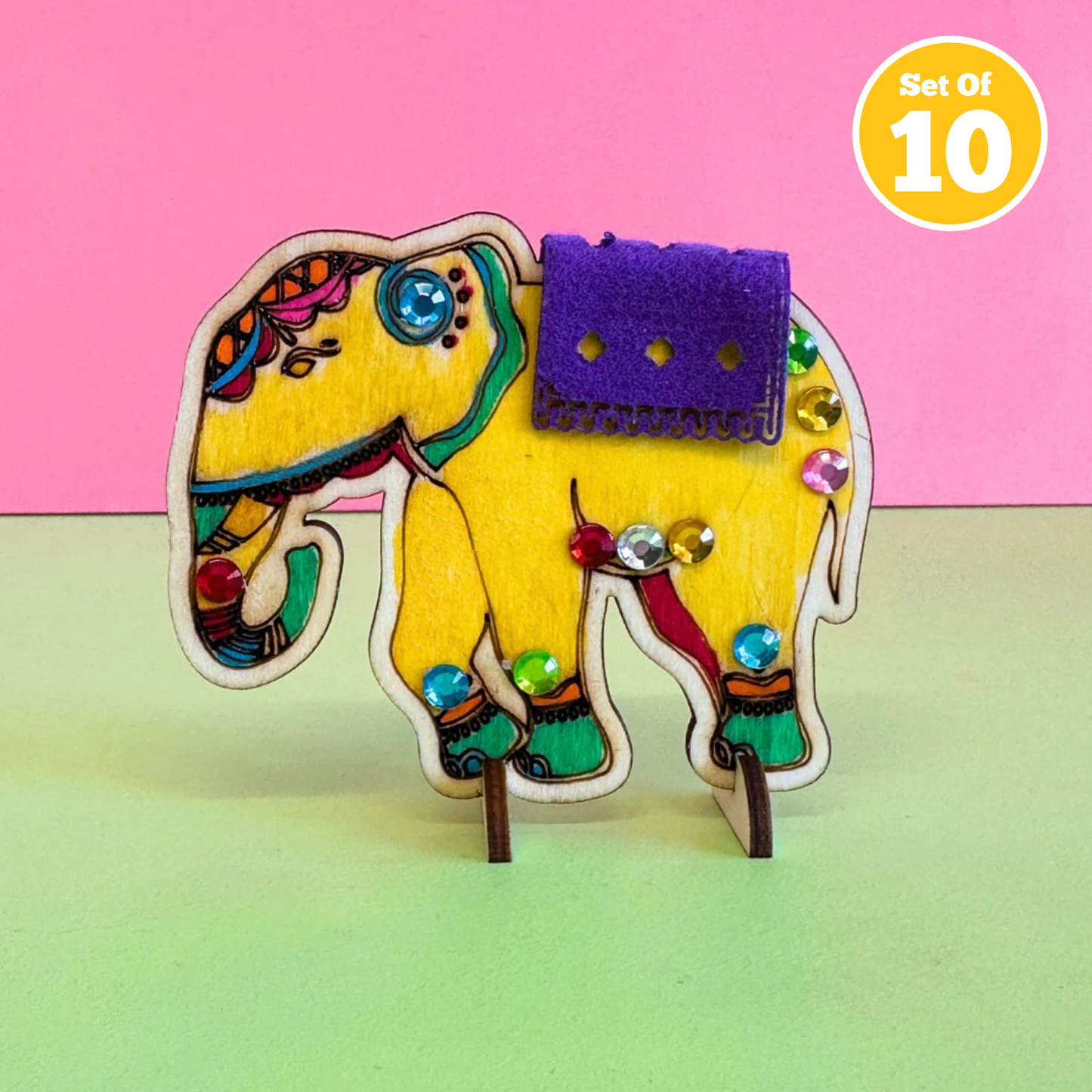 Set of 10 - Jeweled Elephant