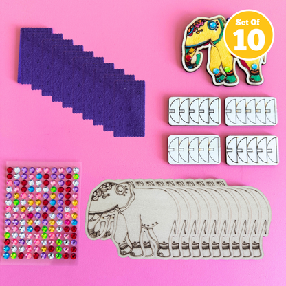 Set of 10 - Jeweled Elephant