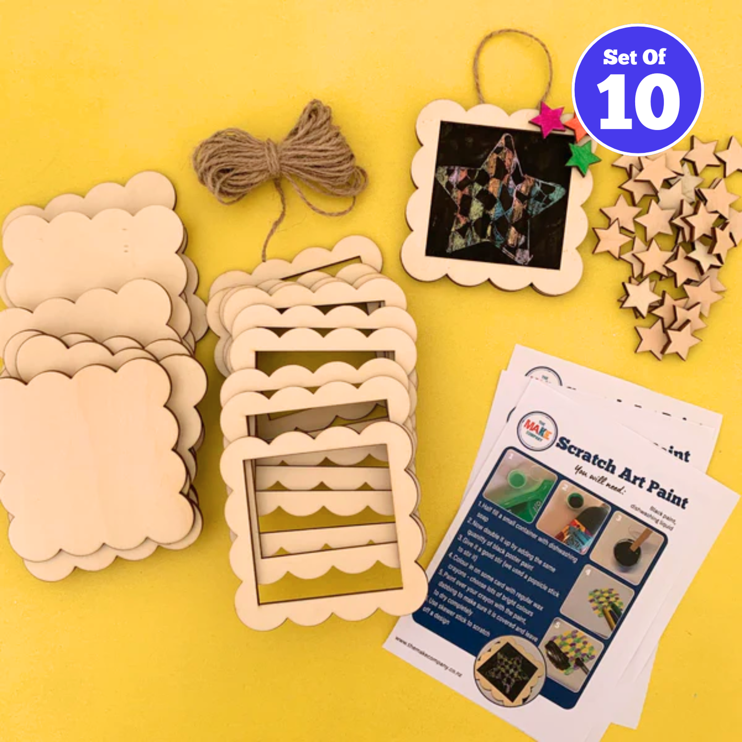 Set of 10 - Wood Star Frame