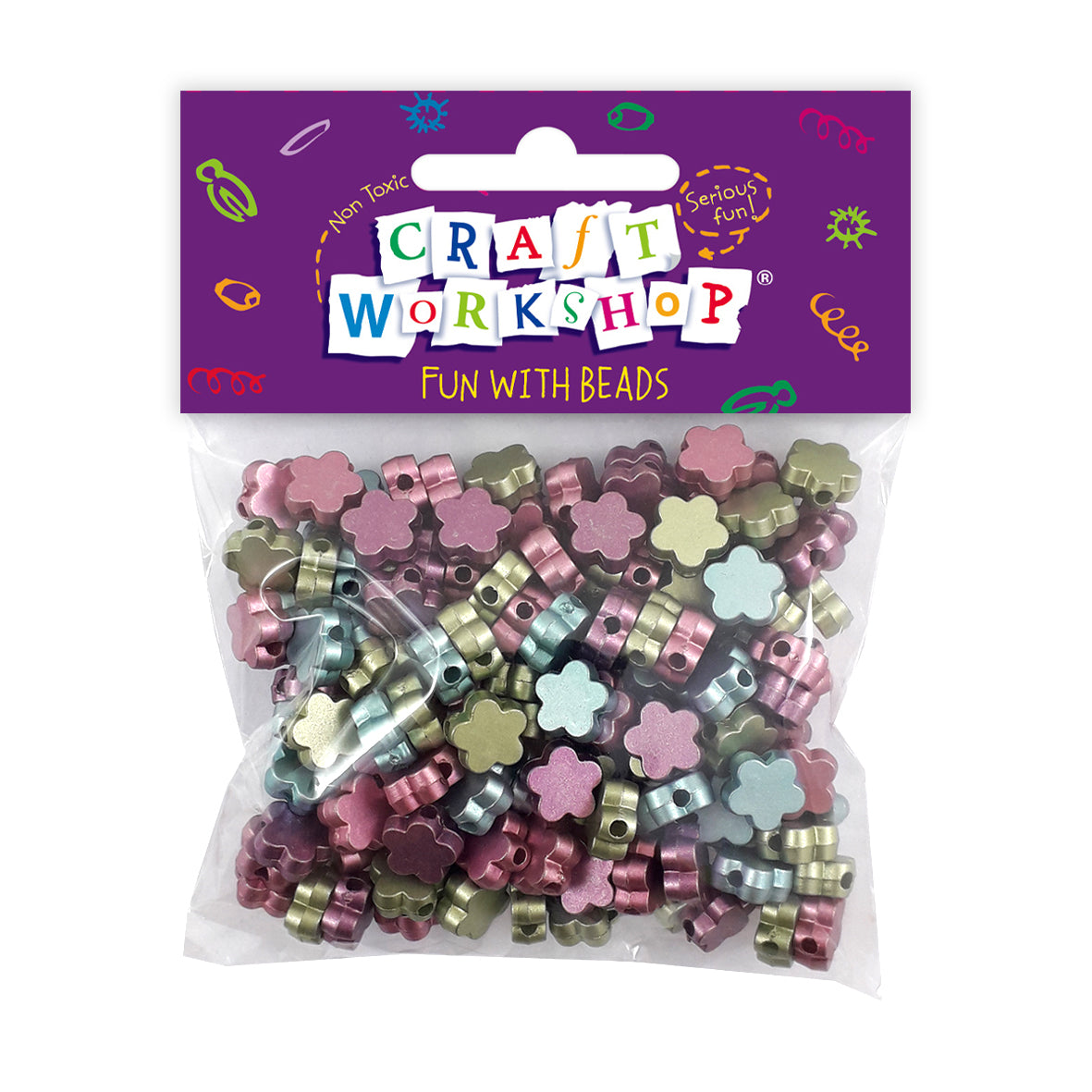 Metallic Flower beads in package