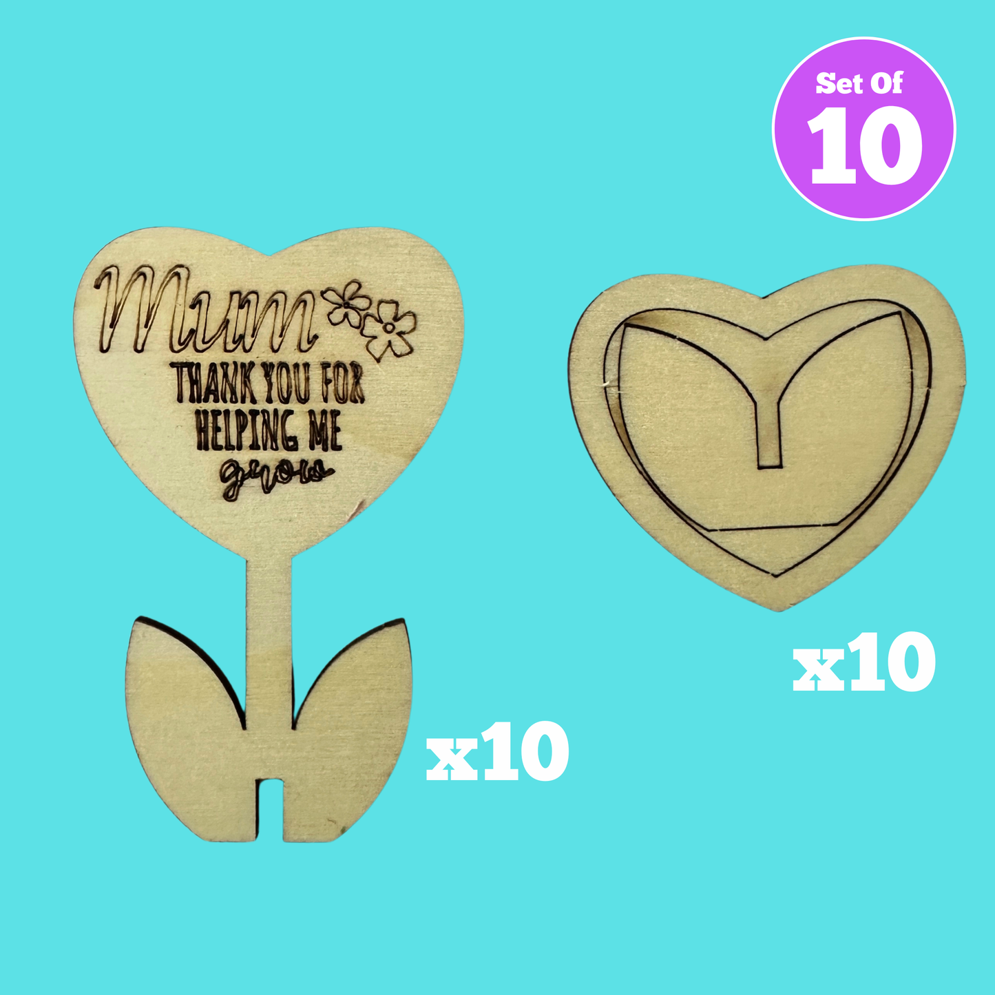 Set of 10 - Mother's Day Heart Flower Frame